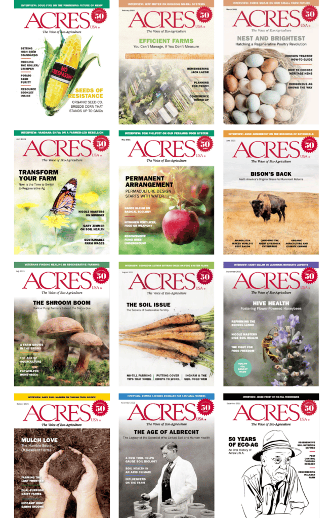 2021 Acres USA magazine cover compilation