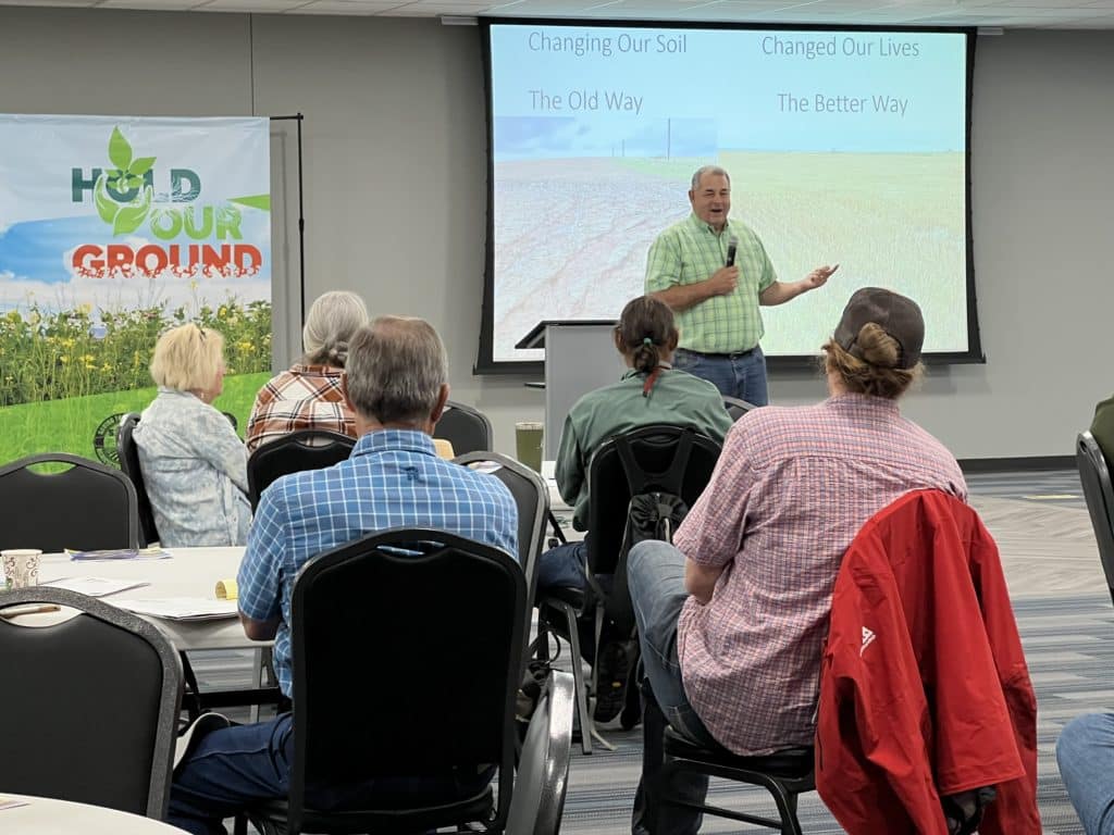 Colorado Senator Cleave Simpson presents to attendees.