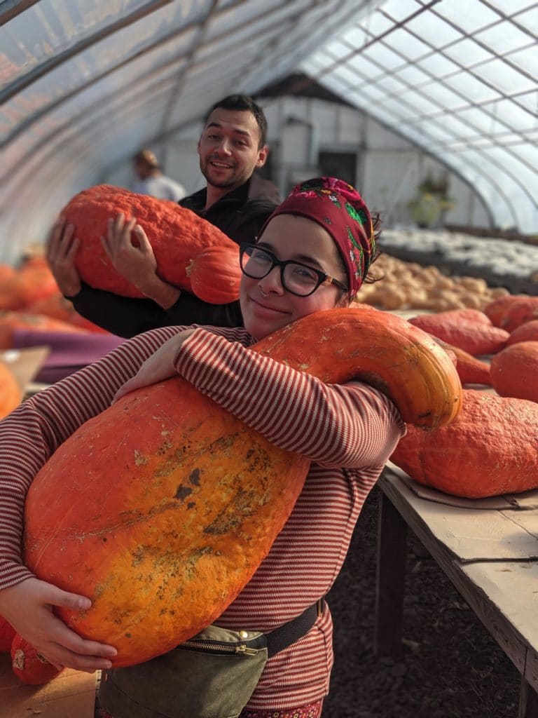 Ionawiienhaw and Karhatiron with Buffalo Creek squash