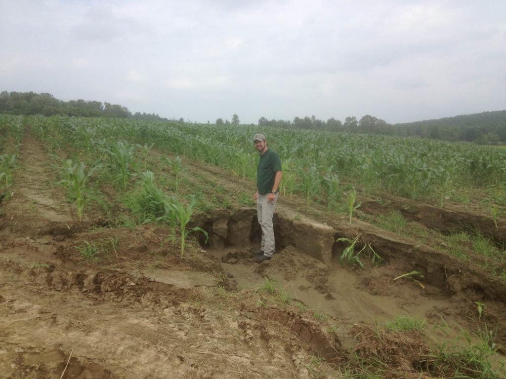 Soil erosion after heavy rains