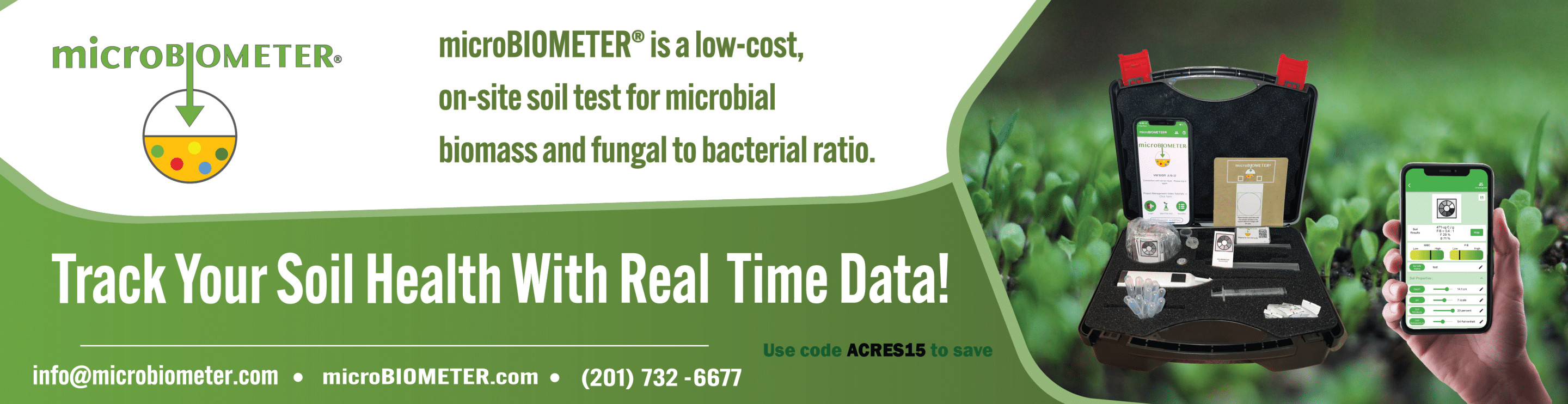 A banner of microbiometer and kit to track soil health with real time data