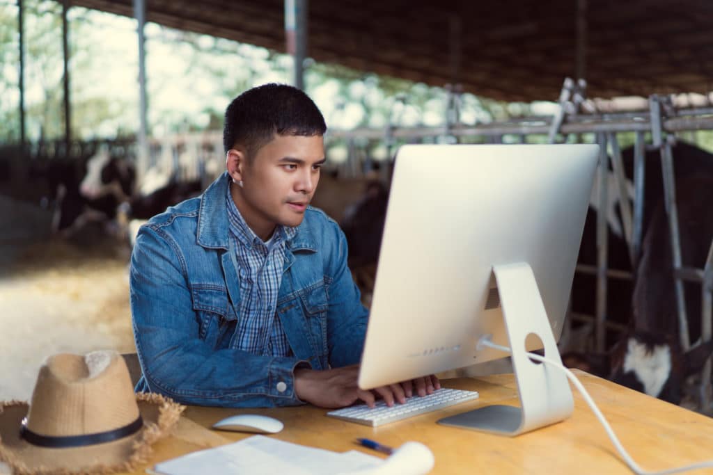 farmer on computer